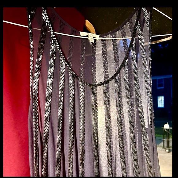 Joie Tops - Joie NWOT SILK Sequin Tank Navy Blue XS Top Shirt Camisole Sheer Sparkly